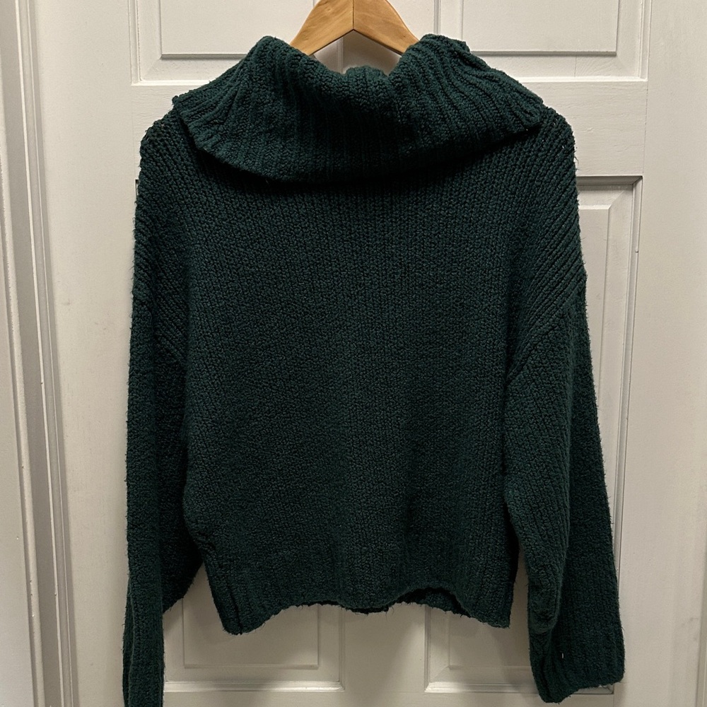 Anthropologie Pilcro Women’s Small Deep Green Cable Knit Cowl Neck Sweater - Picture 8 of 8